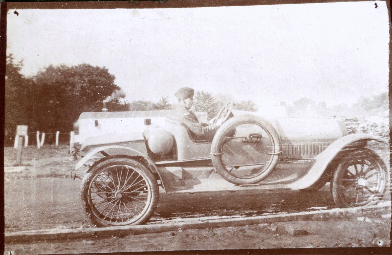 First World War soldier driving a motor car