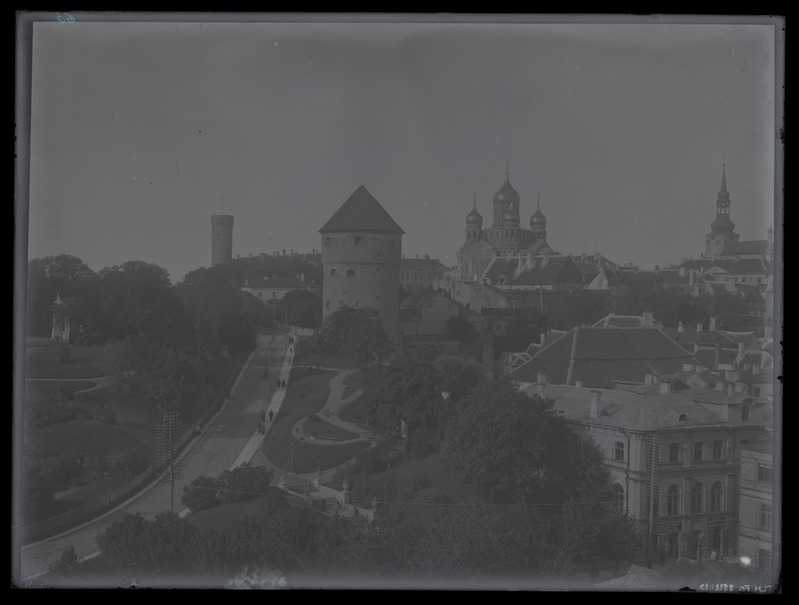 Vaade Harjumäele Kiek in de Kök'i ja Toompea suunas, pildistatud Jaani kiriku tornist.