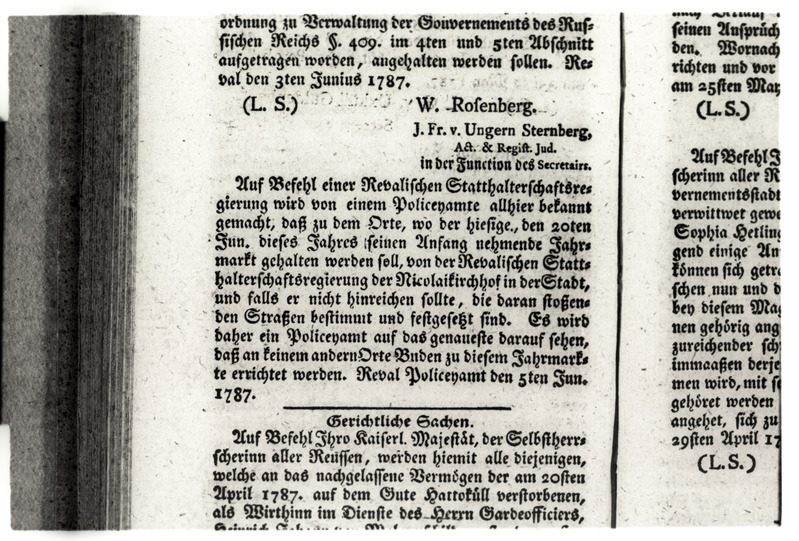 Revalische Wöchentliche Nachrichten nr. ? 1787. a