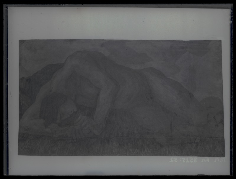 K. Raud "Kalevipoja surm", söejoonistus 1935. aastast.