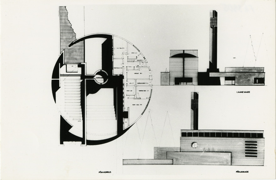 Saksi kiriku konkursiprojekt, I preemia, vaated, plaan. Arhitekt Emil Urbel
