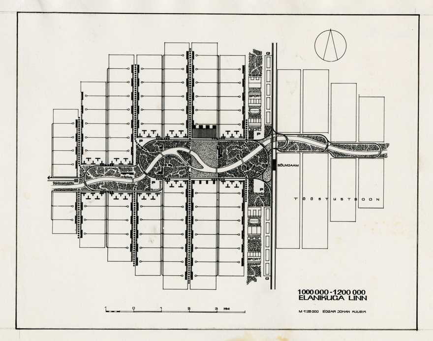 Ideaallinna projekt, projektjoonis. Arhitekt Edgar Kuusik