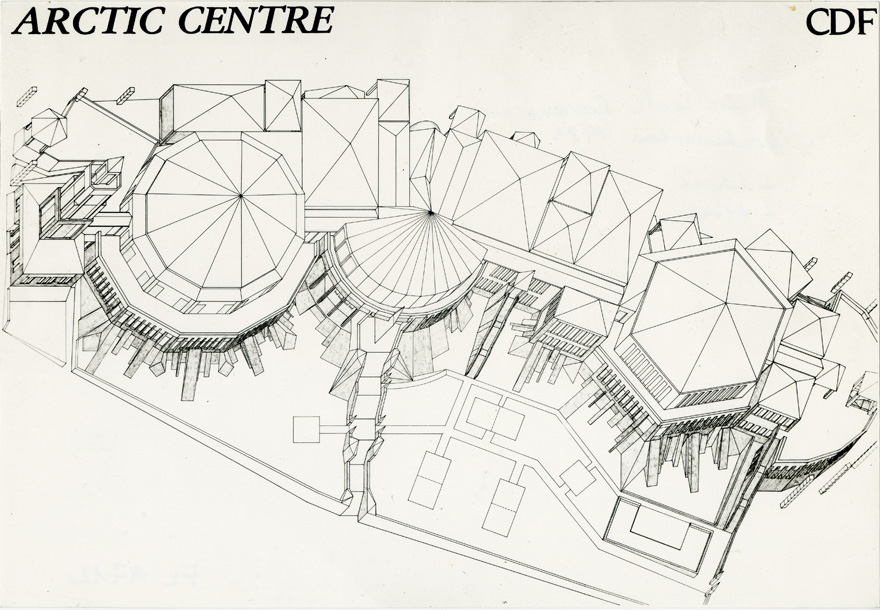Arctic Center Rovaniemi konkursitöö "CDF", projektjoonis. Arhitektid Leonhard Lapin, Andres Alver