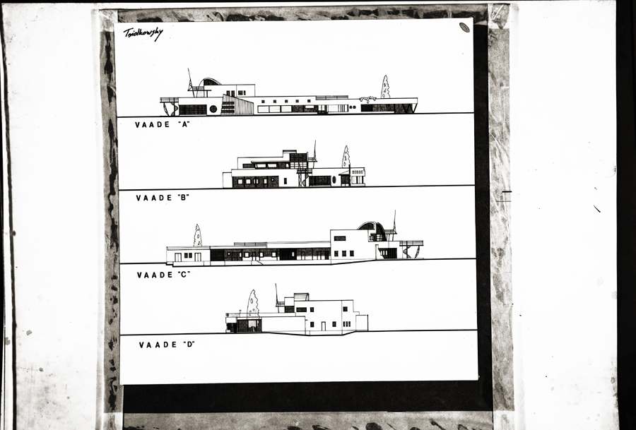 Toila kauplus, võistlusprojekt "Tsiolkowsky", vaated a-d