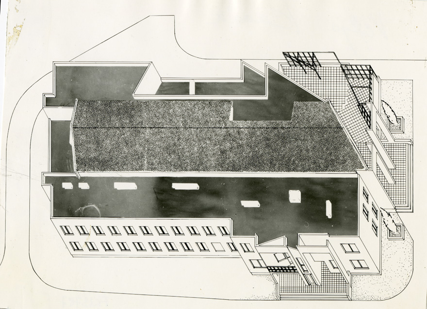 Lümanda sovhoosi kontor-klubi, projektifoto. Arhitekt Veljo Kaasik