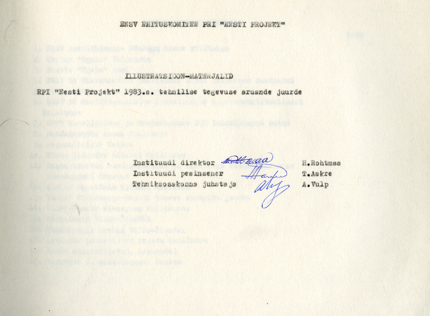 RPI Eesti Projekt fotoalbum 1983. aasta tehnilise tegevuse aruande juurde