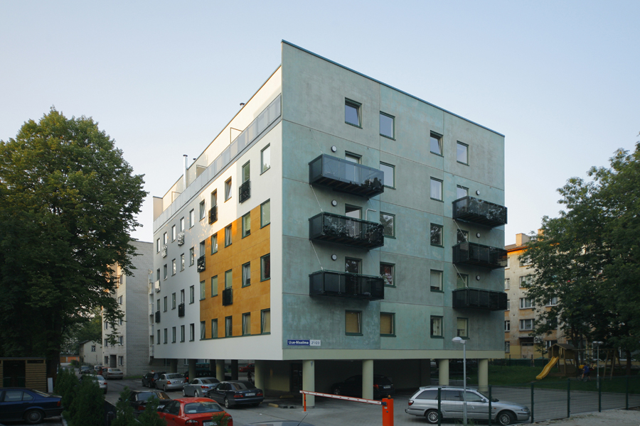 Elamu Uue Maailma linnajaos, vaade hoonele. Arhitektuuribüroo Nord Projekt