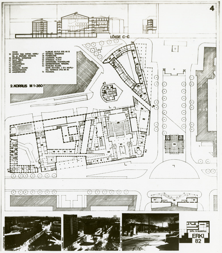 Tallinna Lenini pst, Estonia pst ja Sakala tn Vahelise kvartali hoonestus, ERKI diplomitöö, foto planeeringust. Arhitekt Neeme Vaarpuu