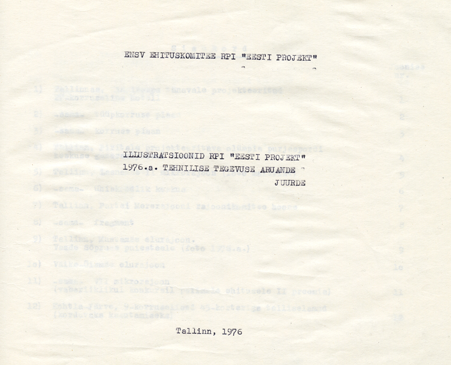 RPI Eesti Projekt fotoalbum 1976. aasta tehnilise tegevuse aruande juurde