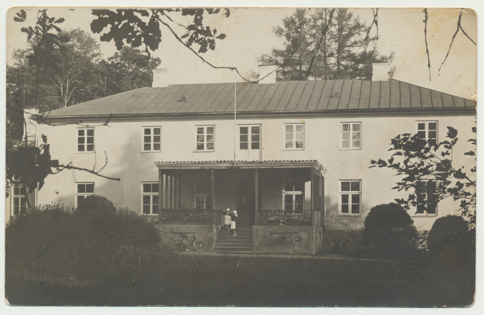 fotopostkaart, Polli Põllutöökooli hoone (mõisa peahoone) 1929