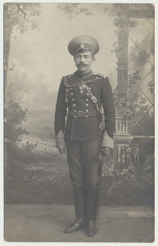 fotopostkaart, piirivalvur J. Lutsepp u 1915