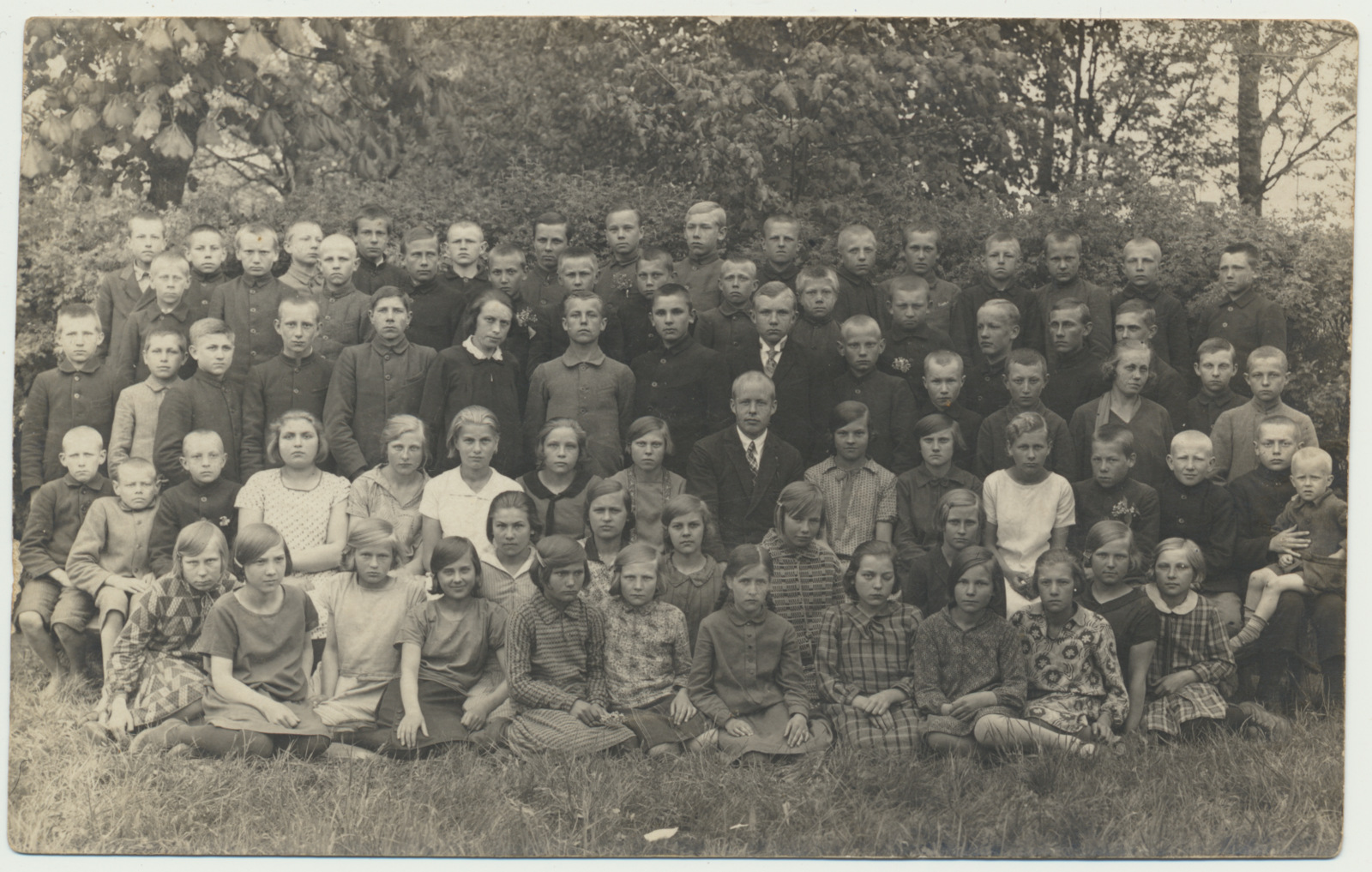 foto, Kolga-Jaani khk, Lalsi algkool, õpilased 1929