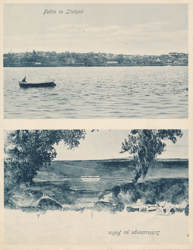 trükipostkaart 2 vaadet, Viljandi järv, lossimäed, u 1905