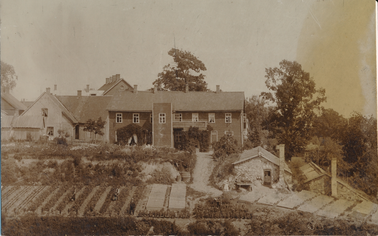 foto papil, Viljandi, Tarik'u elumaja ja aiand (hiljem Kontus'e ja siis Asu) Juudi tn 6 (nüüd Pikk tn 20), u 1910