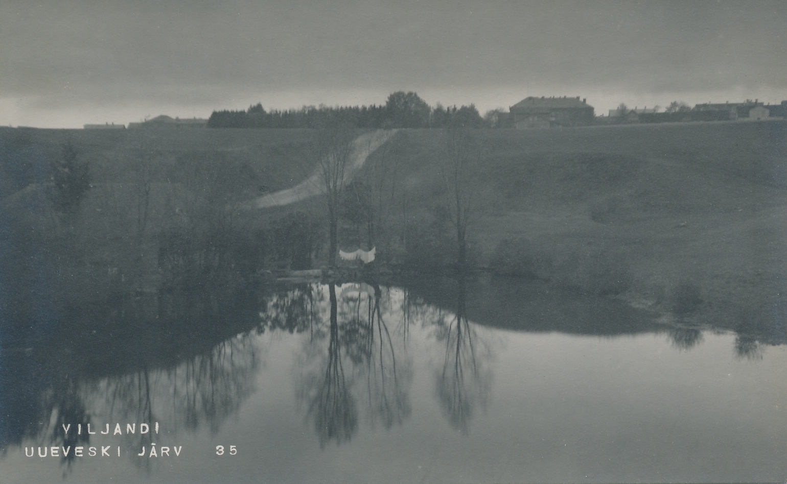 foto, Viljandi, Uueveski järv, eemal linnamajad u 1910 F J.Riet