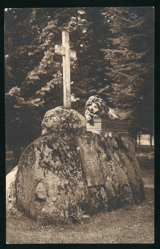 fotopostkaart, Helme khk, Kärstna lõvi, vaade näoosa poolt, u 1935, foto A. Järvekülg