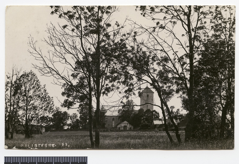 fotopostkaart, Pilistvere khk, Pilistvere kirik eemalt, u 1935