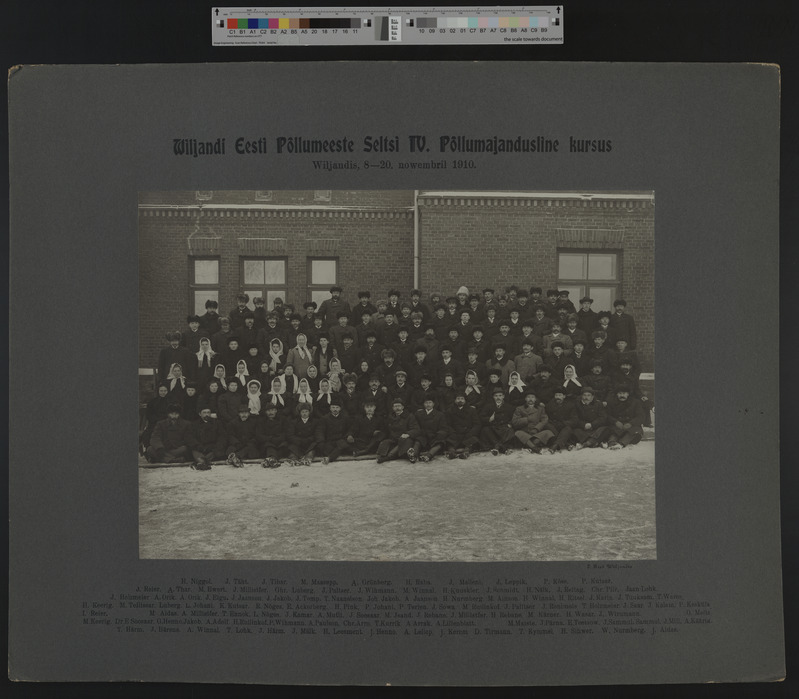 foto Viljandi Eesti Põllumeeste Seltsi IV põllumajandus'e kursus XI 1910 foto J. Riet