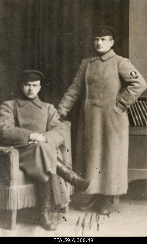 War of Liberty. The economic chief of the Kuperjanov Partisanian Battalion, military officer Johannes Antik (sides) and [the chief of the army officer Peeter Muska?].