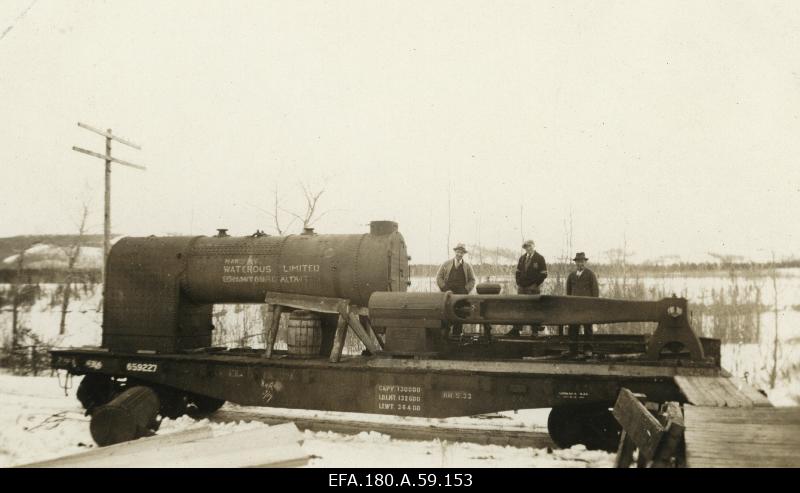 The new steam engine on the railroad is the peace River mill factory.