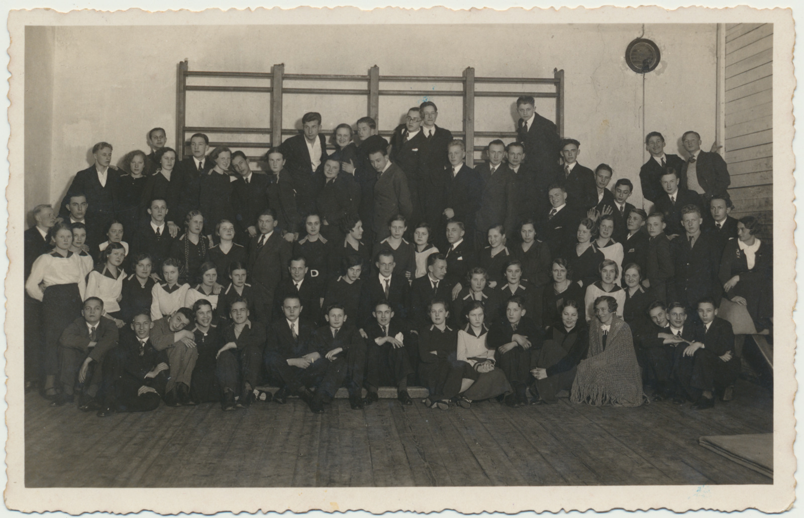 foto, klassipidu, Viljandi Maakonna Poeglaste Gümnaasium 1936.a.