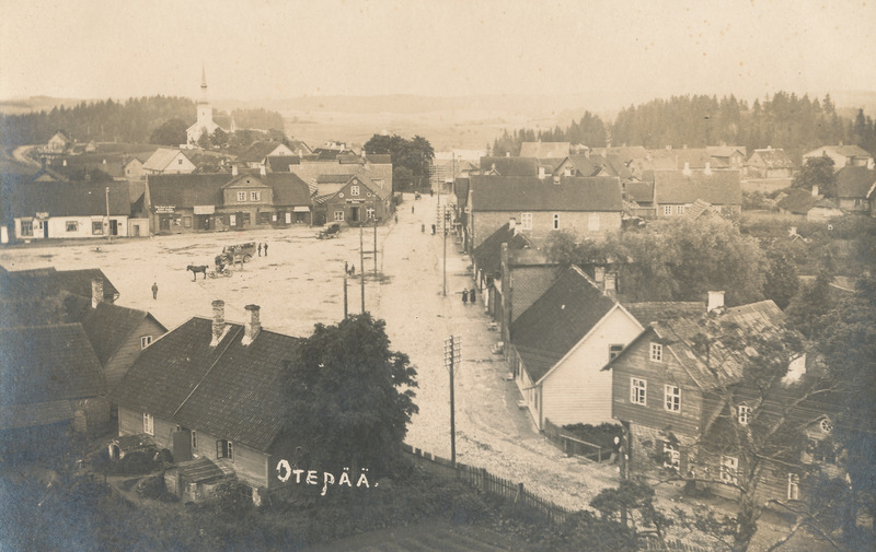Fotopostkaart: Otepää kesklinna vaade koos turuplatsiga 1930ndatel