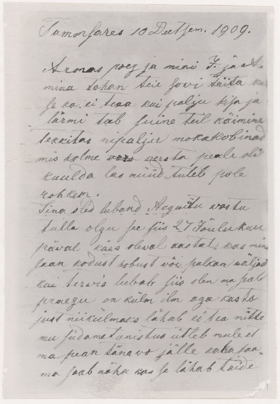 Peeter Hanseni kiri pojale. (Jüri Hansenile)