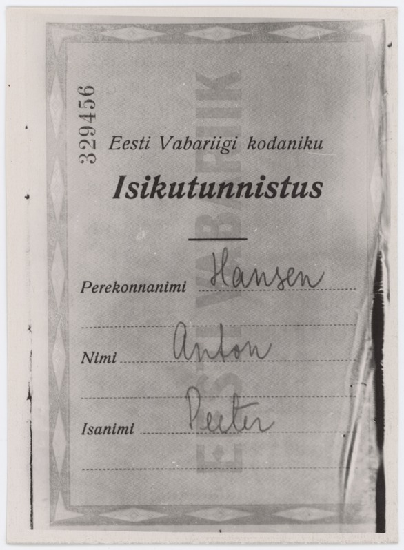 A.H.Tammsaare isikutunnistus