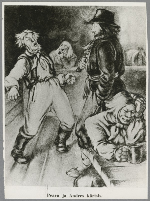 Pearu ja Andres kõrtsis. Illustratsiooni koopia