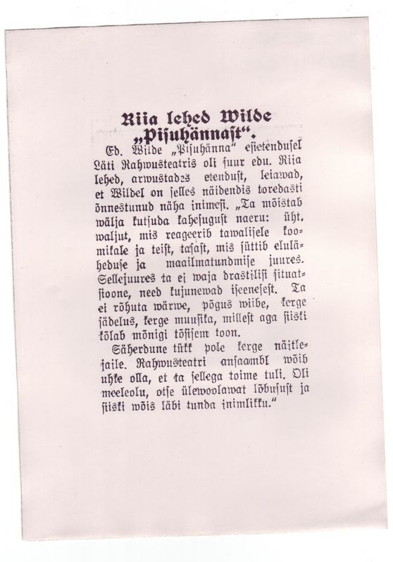 Riia lehed Wilde "Pisuhännast"