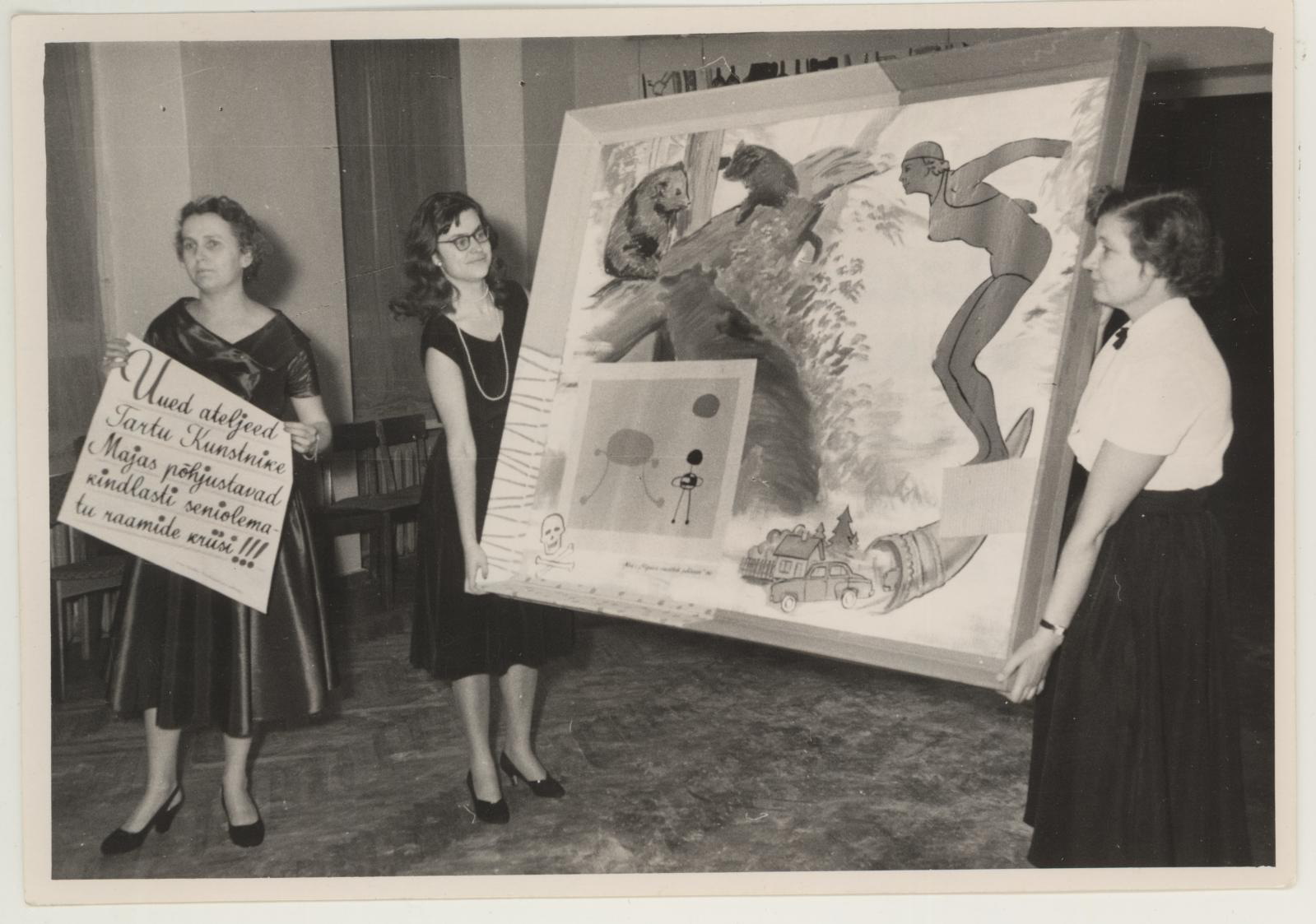 Tartu Riikliku Kunstimuuseumi kingituse üleandmine ENSV Kunstnike Liidu Tartu Osakonnale Kunstnike Maja avamisel 9. jaan. 1960