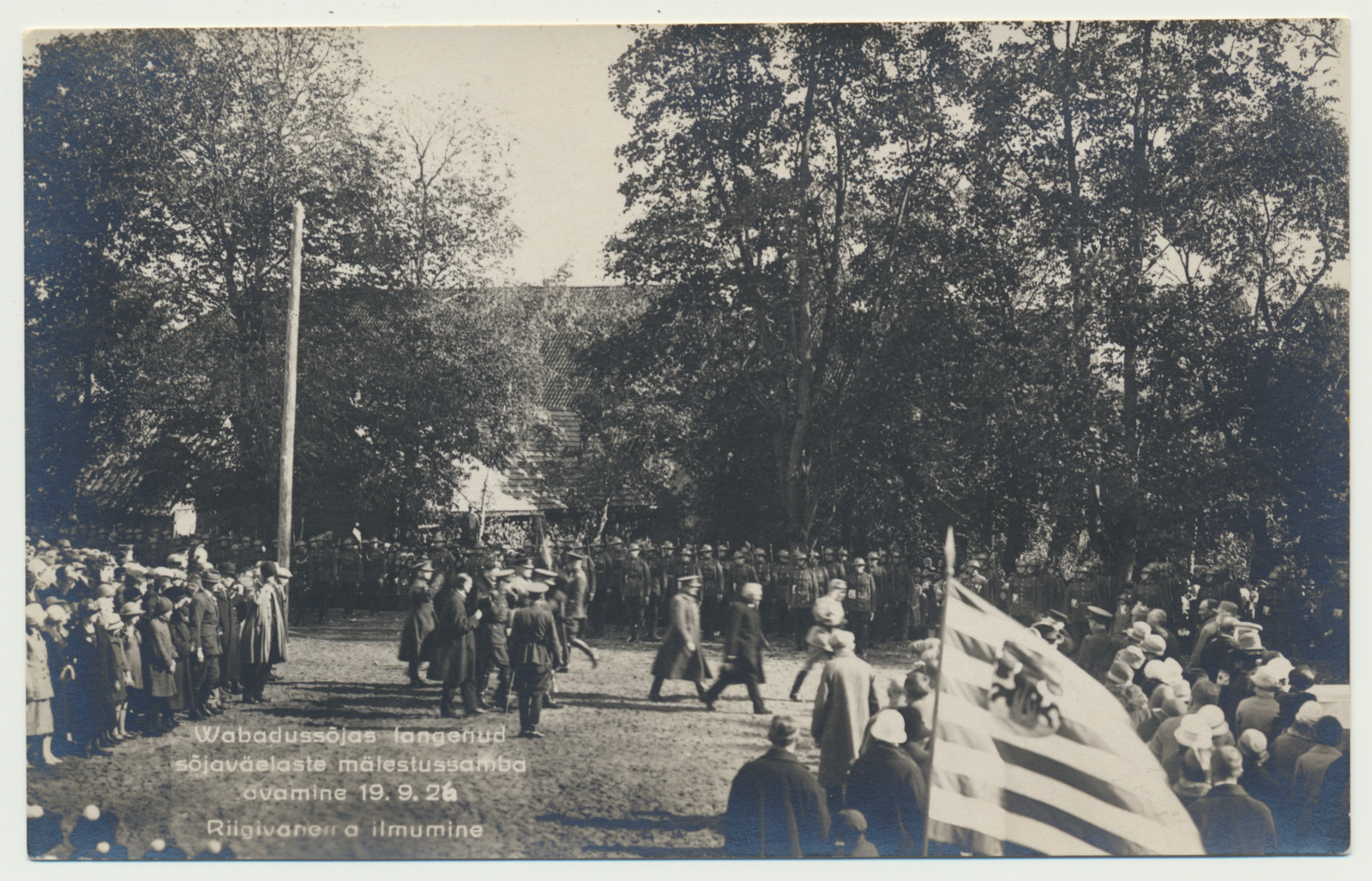 foto, Viljandi, Vabadussõjas langenute sammas, avamine, riigivanem J. Teemant, 1926