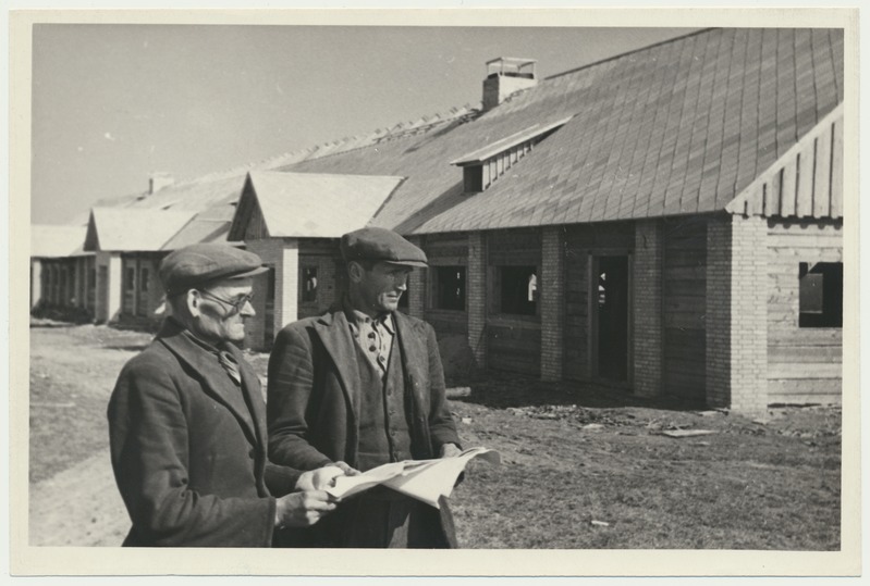 foto, Viljandimaa, Karksi kolhoos, karjalauda ehitus, u 1955
