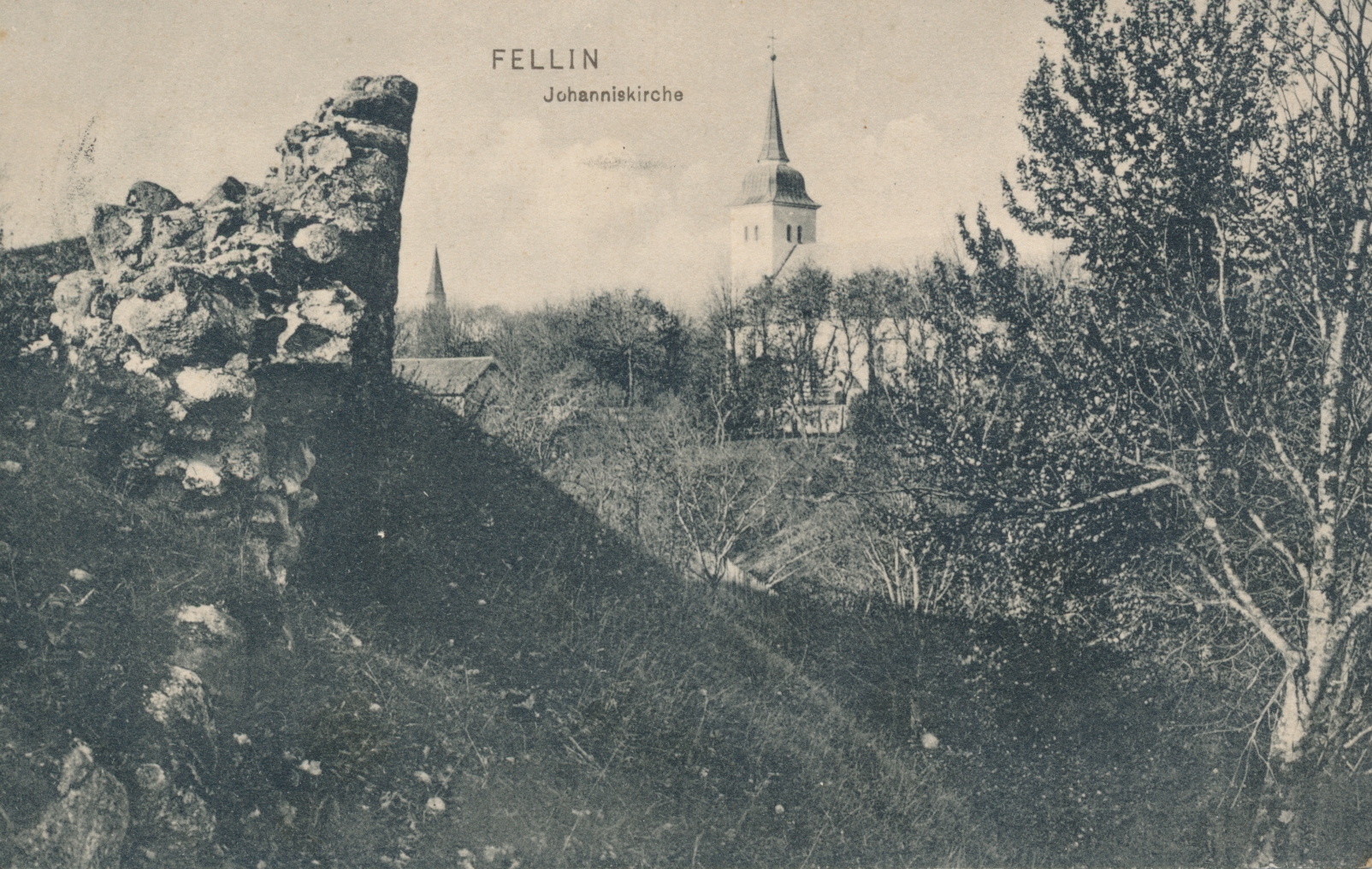trükipostkaart, Viljandi, Jaani kirik, u 1905, kirjastaja E. Ring