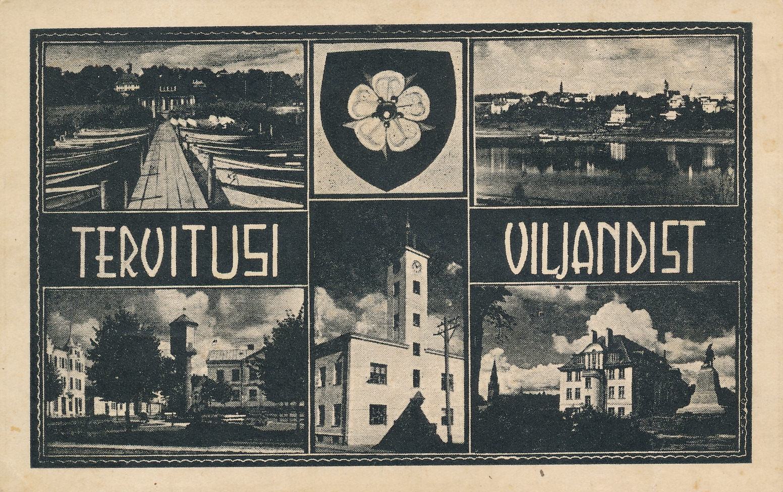 trükipostkaart, 5 vaadet Viljandist, u 1930