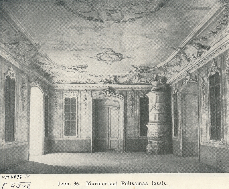 trükipilt, Põltsamaa loss, marmorsaal, u 1930