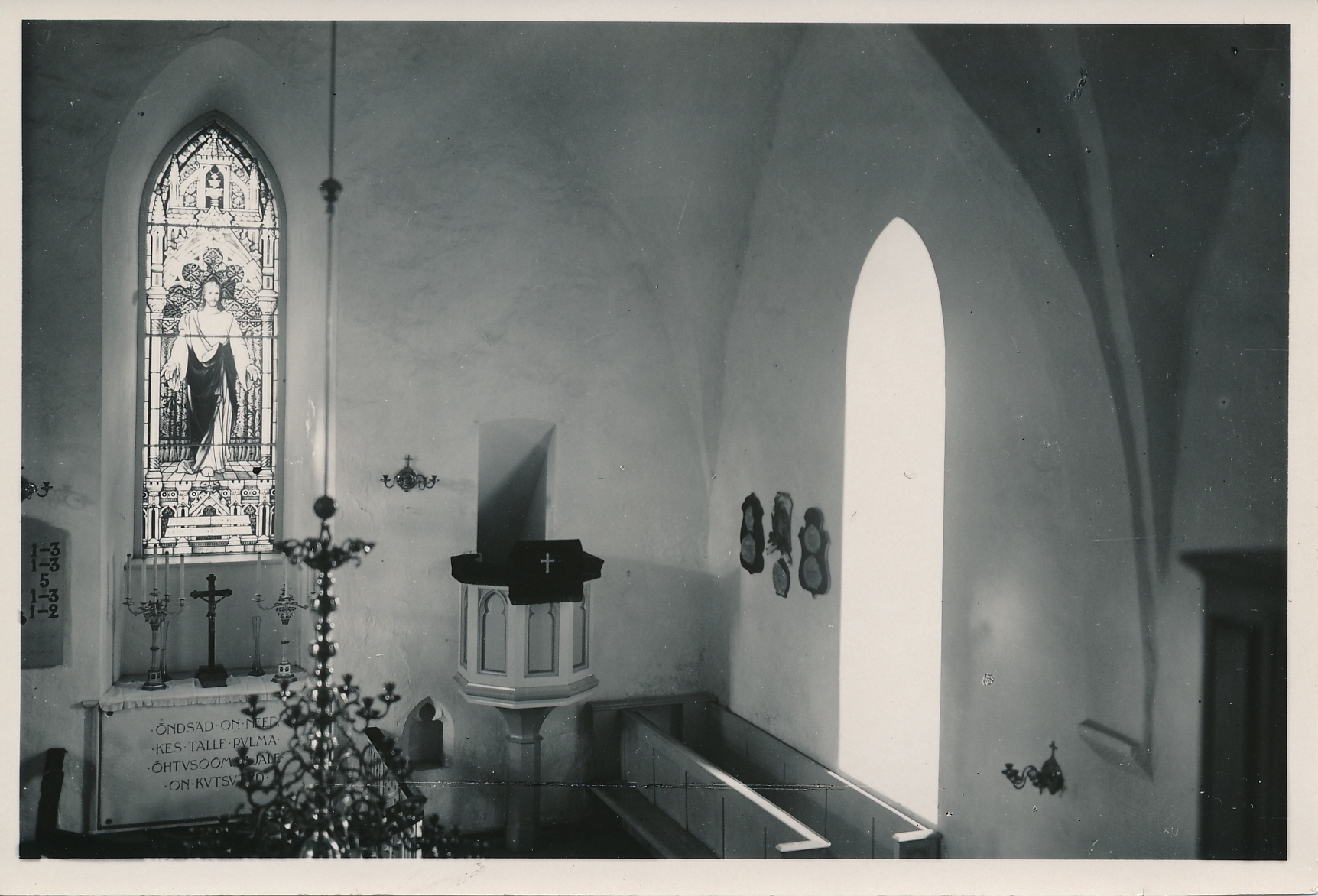 foto, Viljandimaa, Kolga-Jaani kiriku altar, kantsel, 1939