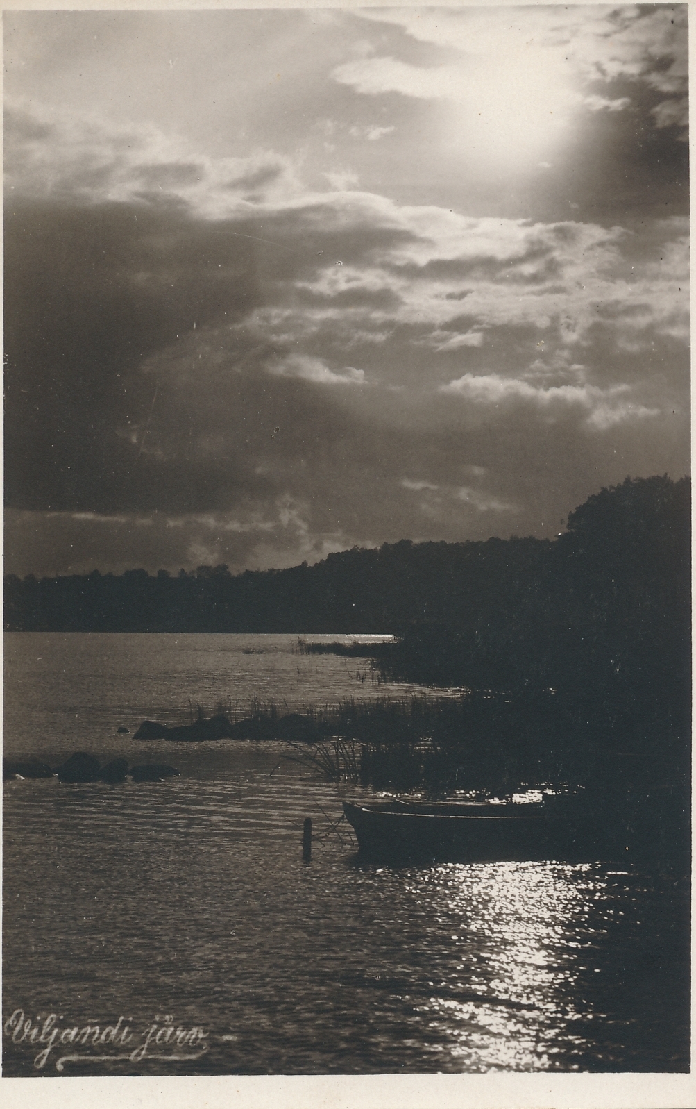 foto, Viljandi, järv öösel, 1938, foto A. Pruuly