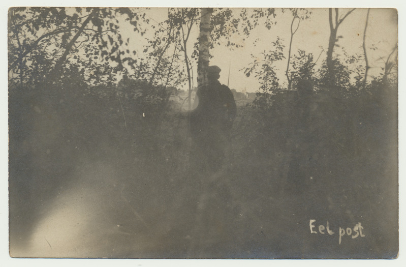 foto, Pärnu?, 9. jalaväepolk, sõdur eelpostil, 1919, foto Tamm