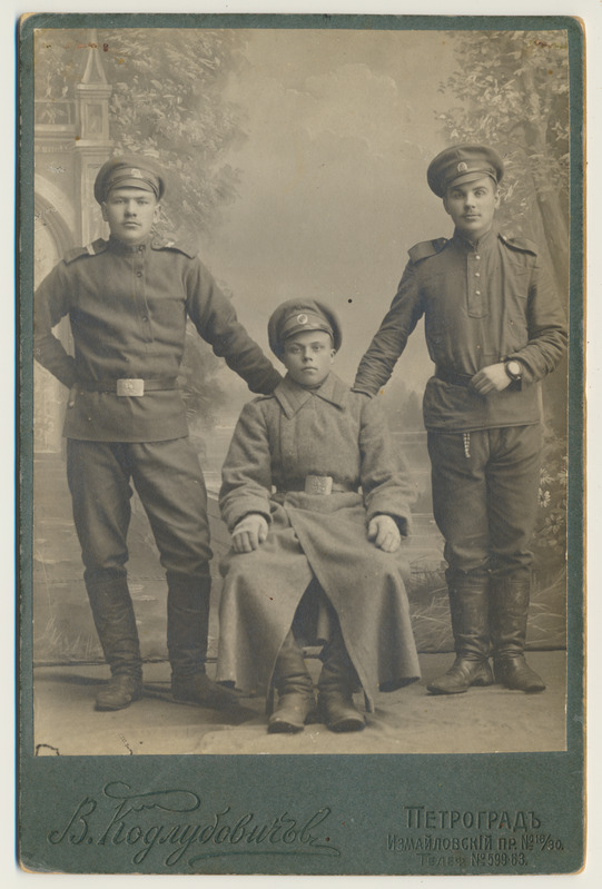 foto, Venemaa, tsaariarmee, 3 ajateenijat, sh J. Scheller, u 1915