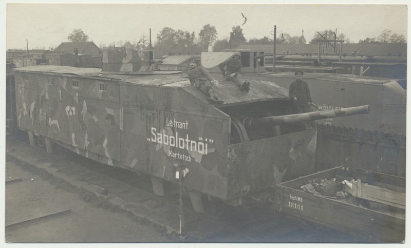 foto, Eesti Vabadussõda, laiarööpmeline soomusrong nr 6 SABOLOTNÕI, u 1919, foto Parikas