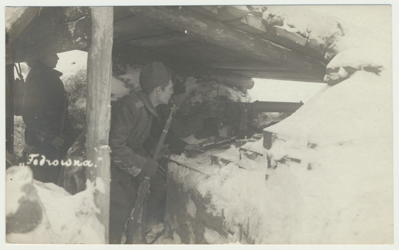 foto, Eesti Vabadussõda, Fedorovka, kaks meest kaevikus, detsember 1919