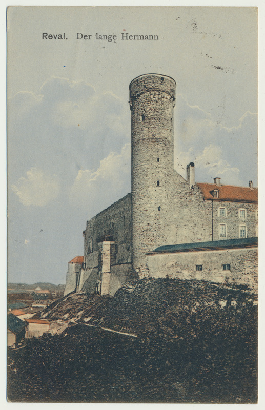 värviline trükipostkaart, Tallinn, Toompea loss, Pikk Hermann, u 1910, kirjastus R. von der Ley