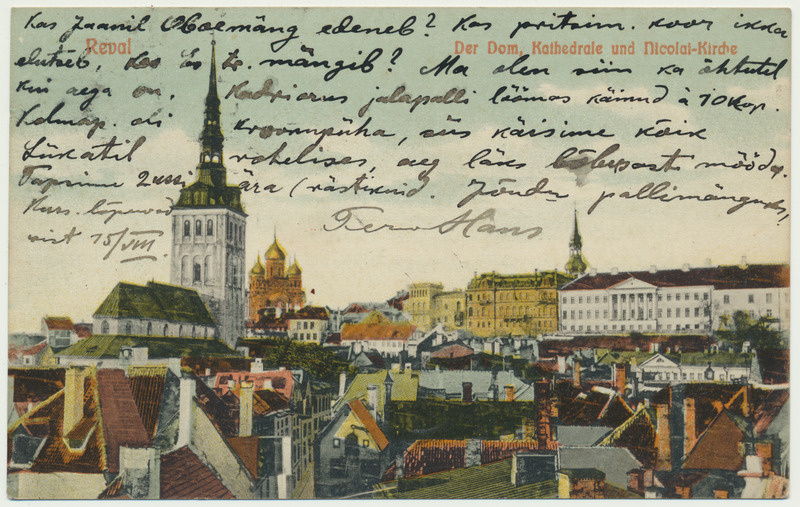 värviline trükipostkaart, Tallinn, üldvaade, u 1908, kirjastus H.J. Lewinthal