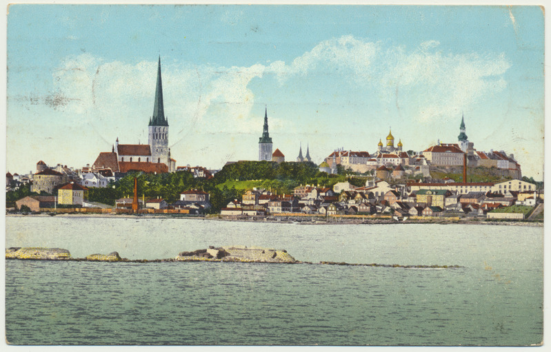 värviline trükipostkaart, Tallinn, vaade merelt, u 1913, kirjastus von der Ley