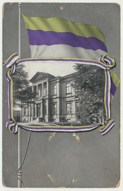 värviline trükipostkaart, Tartu, Tähe 3,  baltisaksa korporatsiooni Estonia hoone, u 1910, kirjastus J.G. Krüger