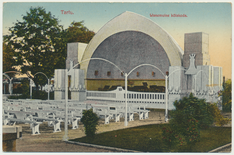 värviline trükipostkaart, Tartu, teater Vanemuise kõlakoda, u 1910, kirjastaja H. Raag