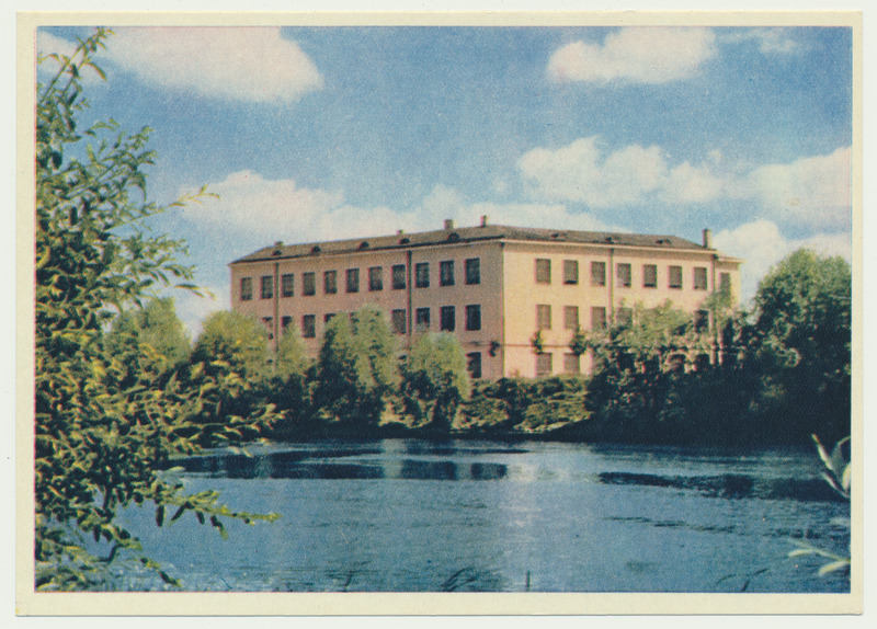 värviline trükipostkaart, Tartu, Töölisnoorte keskkool, 1953, foto E. Ignatovitš