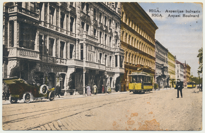 värviline trükipostkaart, Riia, Aspazija Bulvar, u 1925