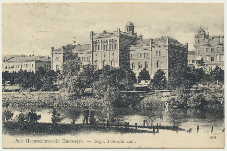 trükipostkaart, Riia, Polütehniline Instituut, jõgi, u 1905
